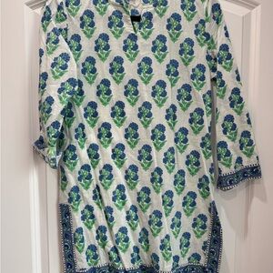 Blue and Green Paisley Swim Coverup with Lightweight Fabric